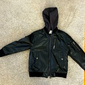 Almost new beautiful vegan leather jacket- with removable hoodie